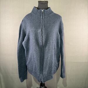 Luca Nobili Sweater Men’s XL Wool Blend Full Zip Made in Italy Knit Cozy Blue